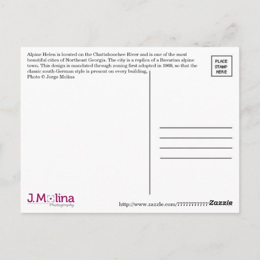 Alpine Helen, Georgia, VS. Briefkaart (Achterkant)