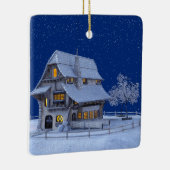 Alpine House Snow Graphic Keramisch Ornament (Rechts)