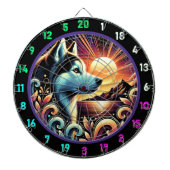 Alpine Husky Sunset Wall Feature Dartbord (Voorkant)