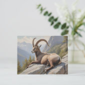Alpine Ibex liggend op rotsachtige klif Briefkaart (Staand voorkant)