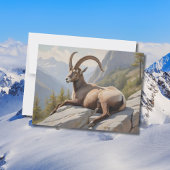 Alpine Ibex liggend op rotsachtige klif Briefkaart