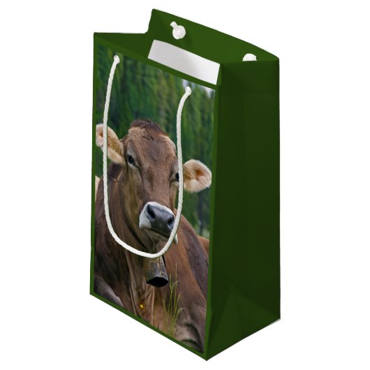 Alpine Koe Gift Bag Klein Cadeauzakje (Voorkant Gekanteld)