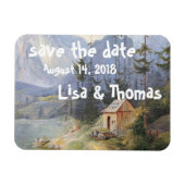 Alpine Lake Cabin Boat Save Date Magnet Magneet (Horizontaal)