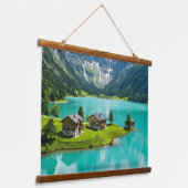 Alpine Lake Mountain landschap Hangend Wandkleed (Gebogen)