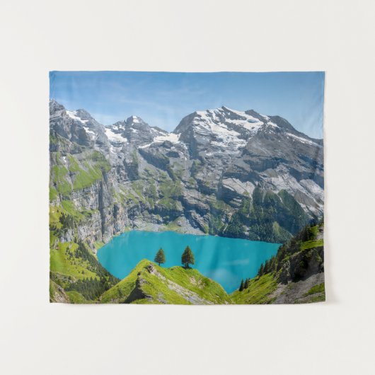 Alpine lake Oeschinensee in Switzerland Wandkleed (Voorkant (horizontaal))