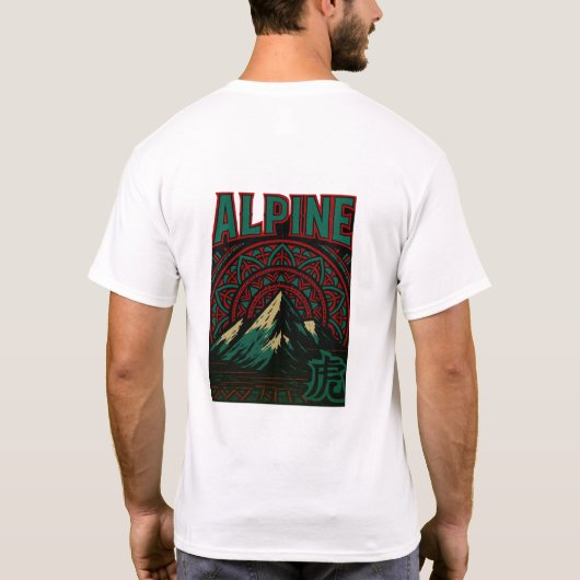 Alpine Mountain Mandala Art | Vetgedrukte Natuur T-shirt (Achterkant)