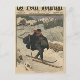 Alpine postbodes met ski briefkaart