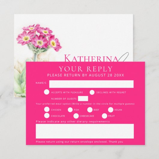 Alpine primrose art bruiloft antwoord (Voorkant / Achterkant)