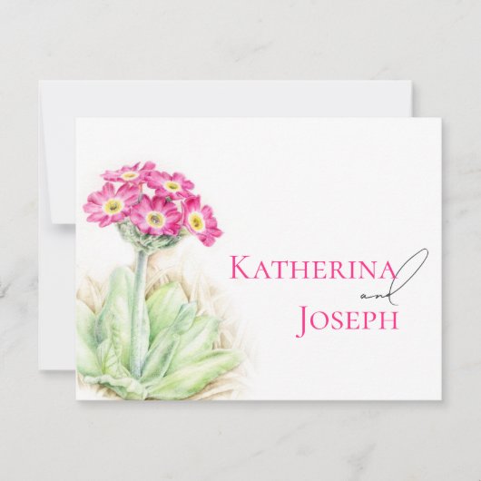 Alpine primrose art bruiloft antwoord met QR code (Voorkant)