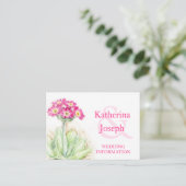 Alpine primrose art bruiloft info bijsluiter kaart (Staand voorkant)