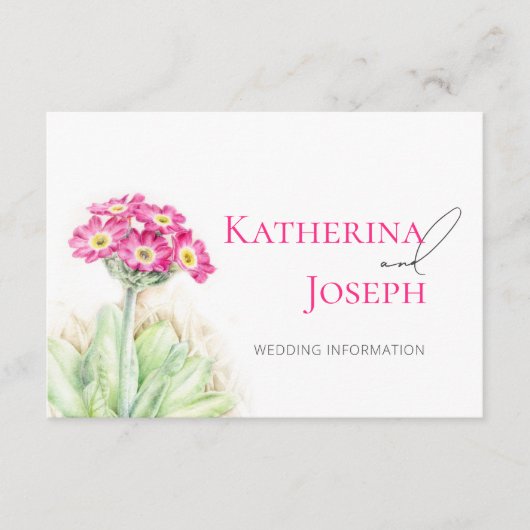 Alpine primrose kunst bruiloft info met QR code Informatiekaartje (Voorkant)