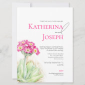 Alpine primrose waterverf roze verticale bruiloft kaart (Voorkant)