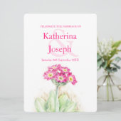 Alpine primrose waterverf roze verticale bruiloft kaart (Staand voorkant)