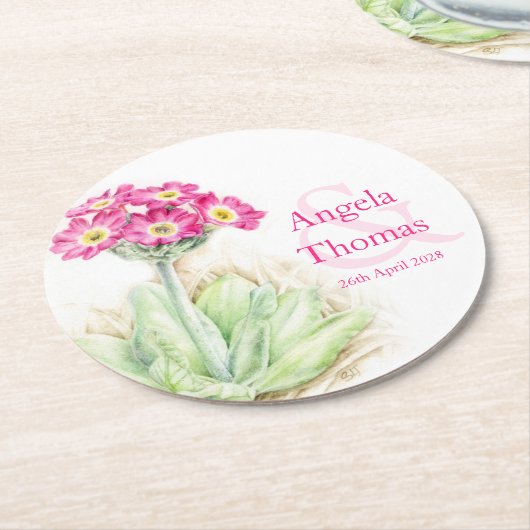 Alpine primula ping groene bruiloft onderzetters (Gebogen)