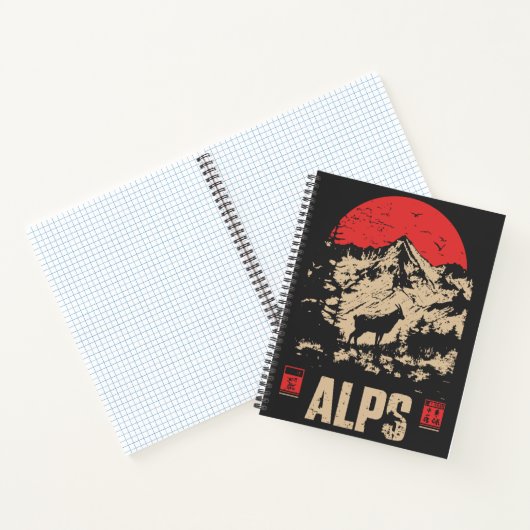 Alpine Pulse – Retro Snow Peaks Notitieboek (Binnen)