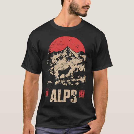 Alpine Pulse – Retro Snow Peaks T-shirt (Voorkant)