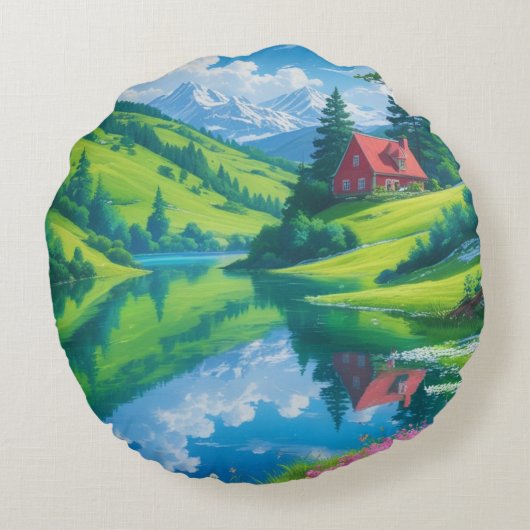 Alpine Reflections - Dromen op het platteland Rond Kussen (Achterkant)