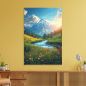 Alpine River Sunrise – Serene Mountain Landscape Canvas Afdruk (Insitu (Woonkamer))