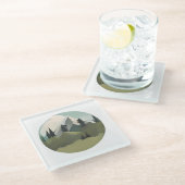 Alpine Serenity: heuvels en besneeuwde toppen Glazen Onderzetter (Schuin)