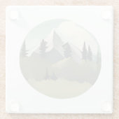 Alpine Serenity: heuvels en besneeuwde toppen Glazen Onderzetter (Achterkant)