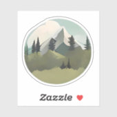 Alpine Serenity: heuvels en besneeuwde toppen Sticker (Vel)