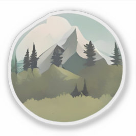 Alpine Serenity: heuvels en besneeuwde toppen Sticker