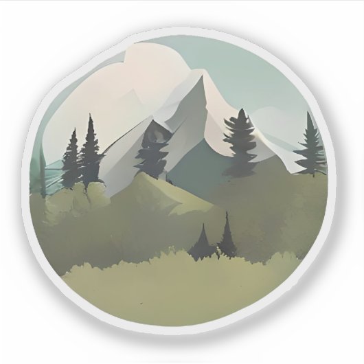 Alpine Serenity: heuvels en besneeuwde toppen Sticker (Voorkant)