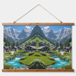 "Alpine Serenity – Schilderachtig Village" Hangend Wandkleed