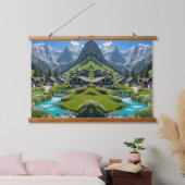 "Alpine Serenity – Schilderachtig Village" Hangend Wandkleed (Slaapkamer)