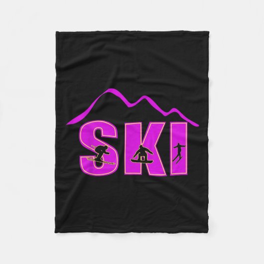 Alpine Ski, Downhill Skier Mountain Line Fleece Deken (Voorkant)