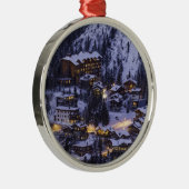 Alpine Ski Resort Winter Metalen Ornament (Rechts)