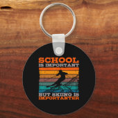 Alpine Ski Retro School Slope Downhill Ski Sleutelhanger (Voorkant)