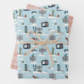 Alpine Ski Wrapping Paper Flat Sheet Set of 3 (In situ)