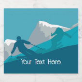 Alpine skiërs All-Mountain skiën gepersonaliseerd Sparkling Wijnetiket (Enkel label)