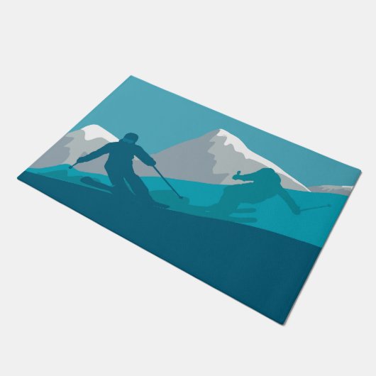 Alpine Skiers Downhill Deurmat (Schuin)