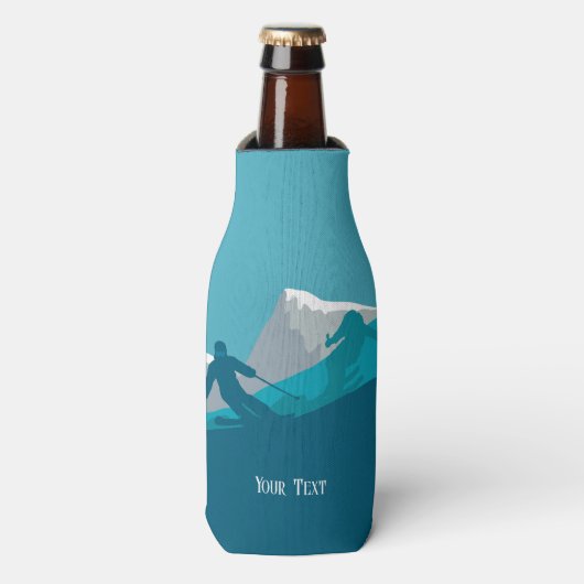 Alpine Skiërs Downhill Skiën Gepersonaliseerd Flesjeskoeler (Fles Voorkant)