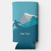 Alpine Skiërs Downhill Skiën Gepersonaliseerd Seltzer Blikjeskoeler (Achterkant)