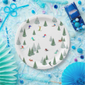 Alpine Skiers Downhill Skiing Illustration  Papieren Bordje (Feest)