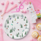 Alpine Skiers Downhill Skiing Illustration  Papieren Bordje (Feest)