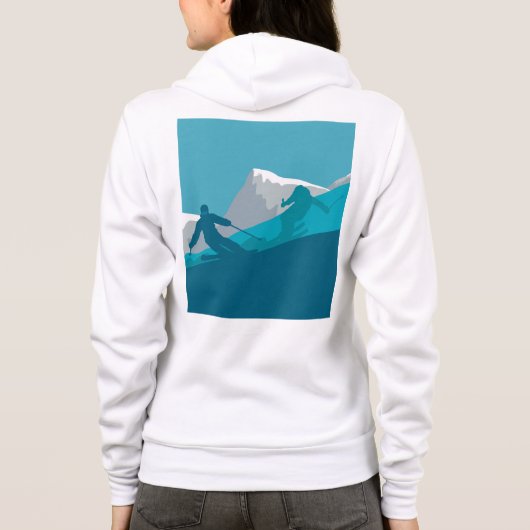 Alpine Skiërs Langlaufen Wit Hoodie (Achterkant)