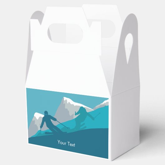 Alpine Skiers op de Snowy Mountain Gepersonaliseer Bedankdoosjes (Geopend)