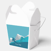 Alpine Skiers op de Snowy Mountain Gepersonaliseer Bedankdoosjes (Geopend)