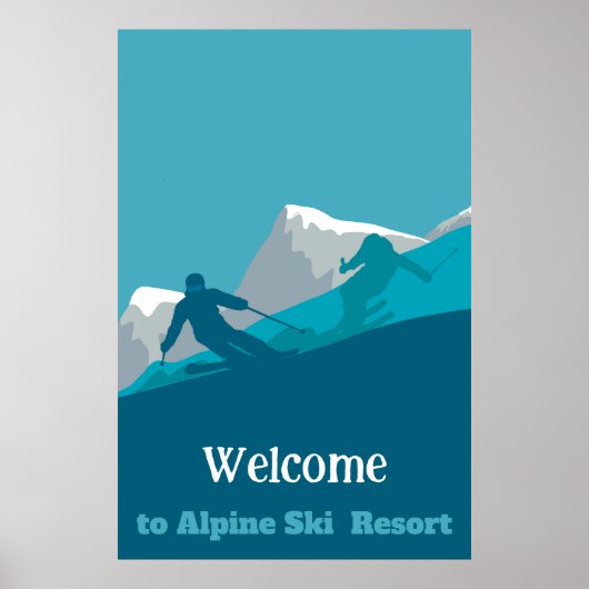 Alpine Skiing Downhill Personalized Voeg Jouw teks Poster (Voorkant)