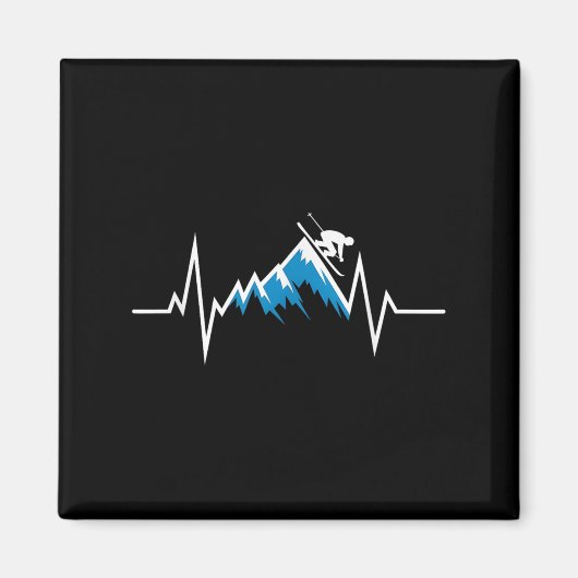 Alpine Skiing Heartbeat Skiing Enthusiast Magneet (Voorkant)