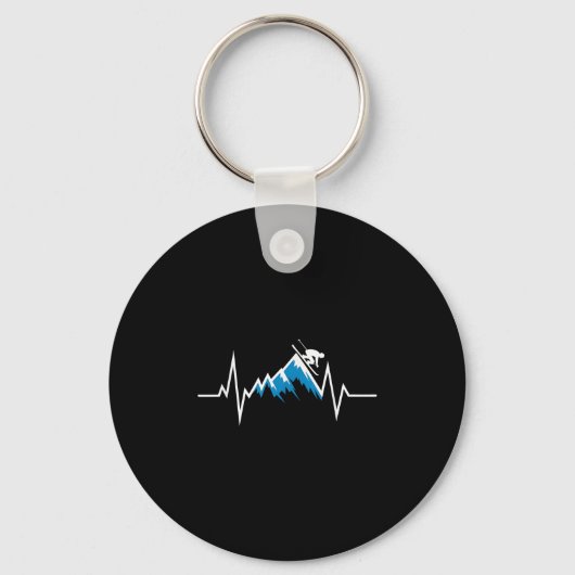 Alpine Skiing Heartbeat Skiing Liefhebber Sleutelhanger (Voorkant)