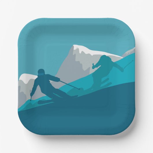 Alpine Skiing Ski Party Papieren Bordje (Voorkant)