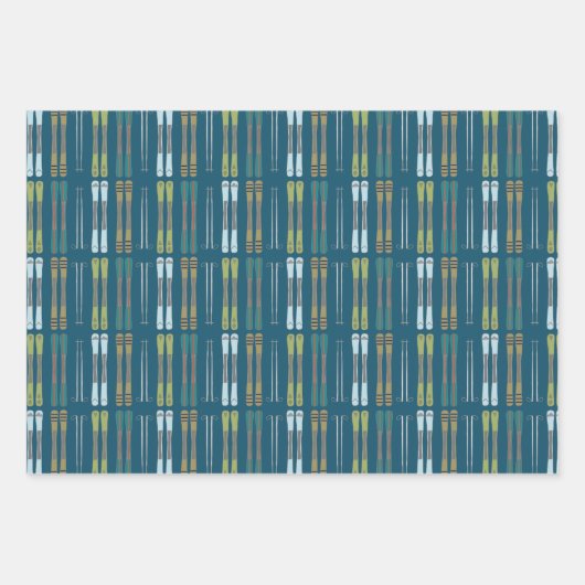 Alpine Skis Wrapping Paper Flat Sheet Set of 3 (Voorkant 3)