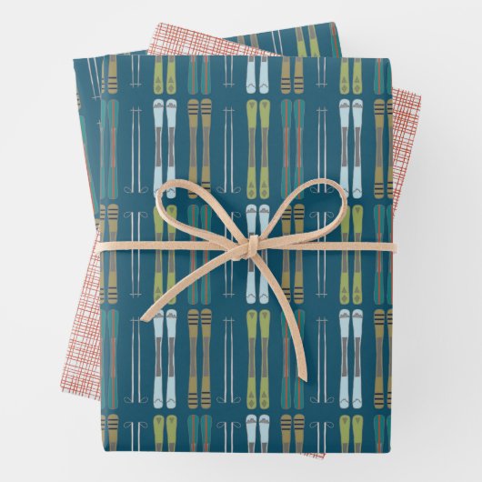 Alpine Skis Wrapping Paper Flat Sheet Set of 3 (In situ)