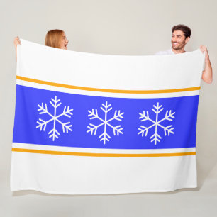 Alpine Sneeuwvlokken Koningsblauw Witte Winter Str Fleece Deken