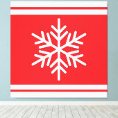 Alpine Snowflake Fun Christmas Red White Stripes Canvas Afdruk (Insitu (Houten vloer))